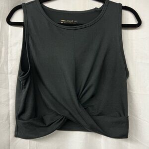 Black Sleeveless Twist-Front Top